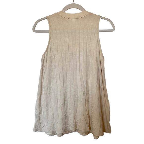 Venus Trapeze A-Line Sleeveless Tank Top Crochet Front Boho Cream Size XS - Picture 2 of 8